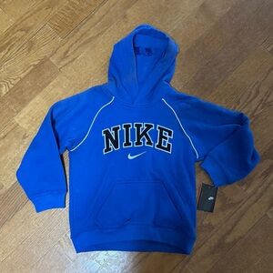 Vintage Nike grey tag blue Spell Out hoodie boys 7 NWT but flaw